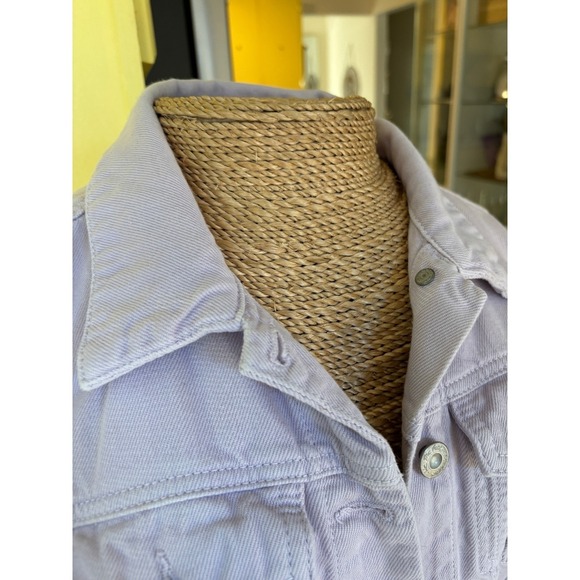 Free People Denim Jacket Women's Small Light Wash Lilac Purple Trucker Jean - Picture 12 of 14